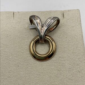 Sterling Silver 925 Two Tone Geometric Slide Pendant